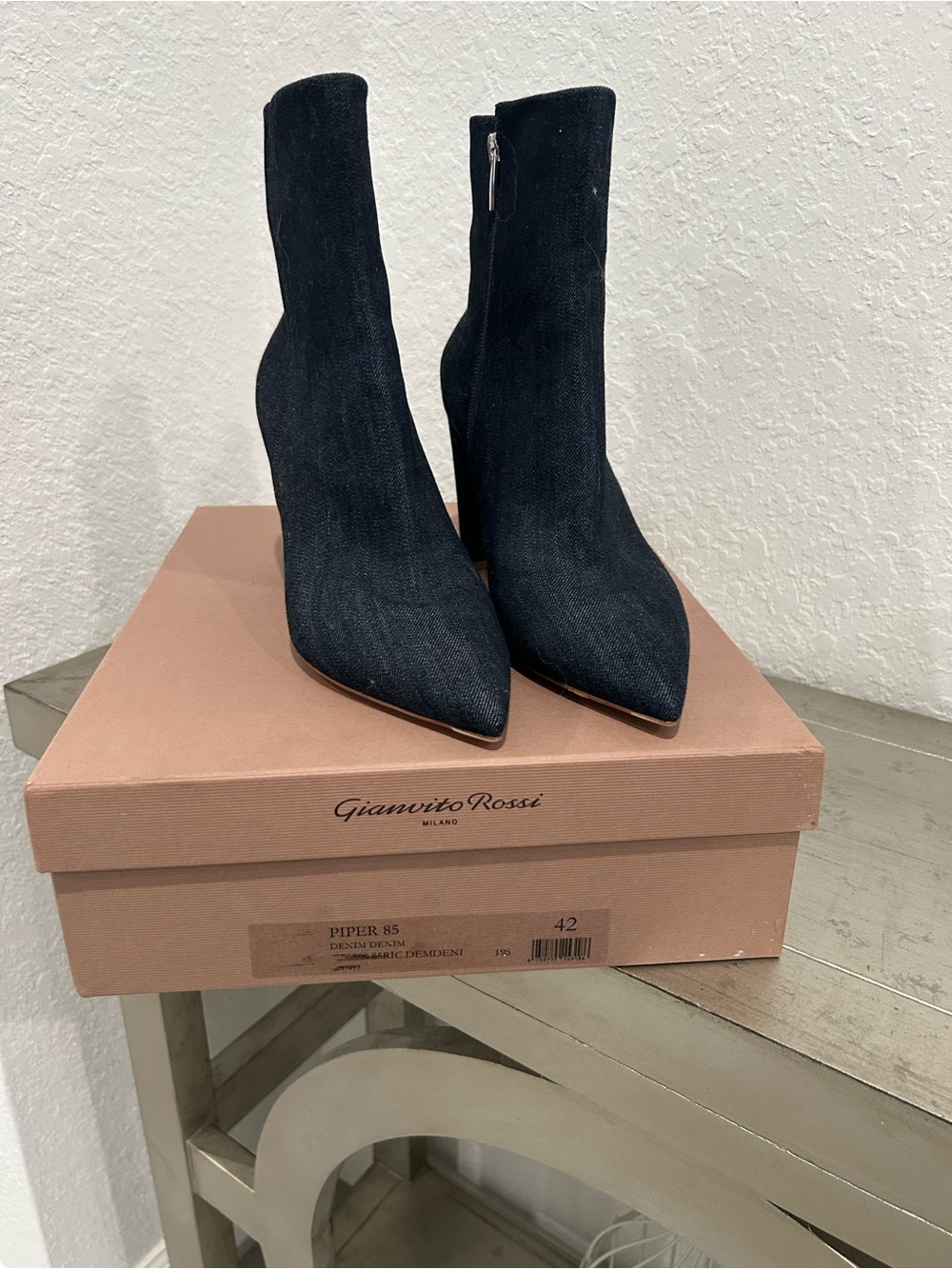 Gianvito Rossi Denim Pointed Toe Ankle Boots size 42